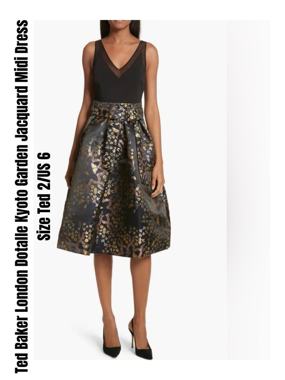 Ted Baker London Dotalle Kyoto Garden Jacquard Midi Dress Size Ted 2/US 6